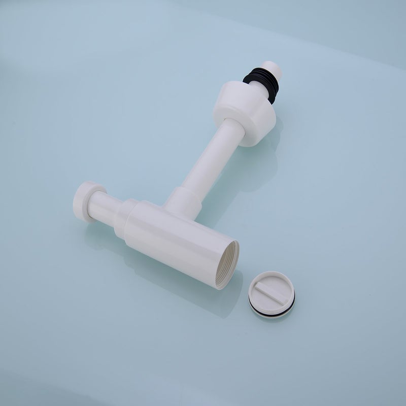 RANDOM Snappy Round Bottle Trap G1-1/4,ABS Plastic Basin Sink Waste Drain P-TRAP Kit, White.RD83880 - Image 4